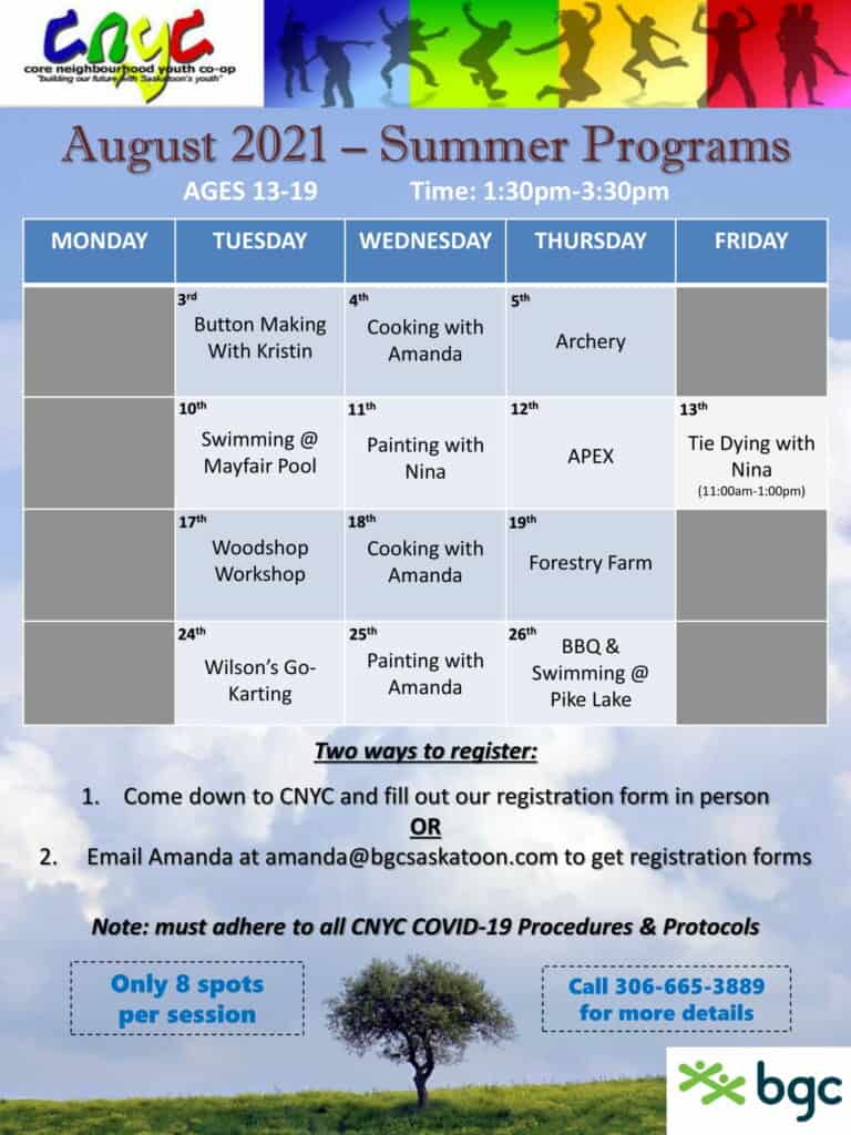 CNYC August Summer Programming - CNYC | Core Neighbourhood Youth Co-op ...